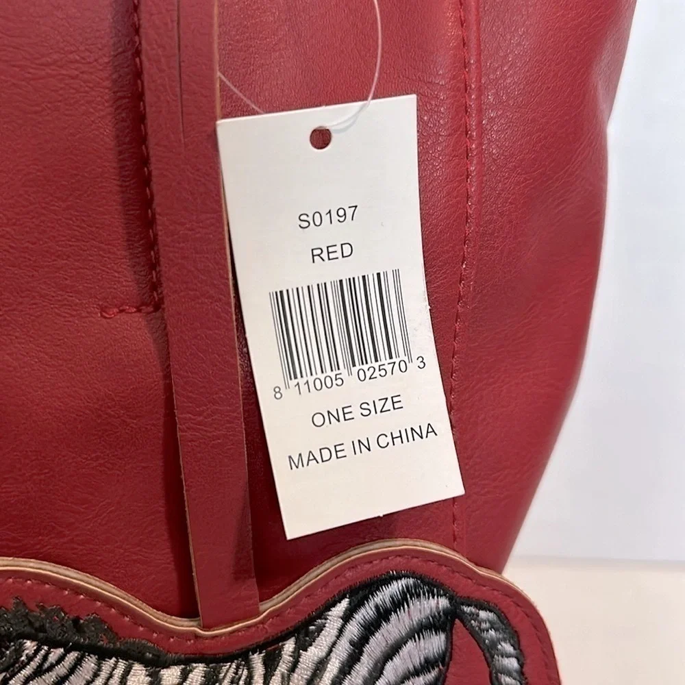 Saks Fifth Avenue Red Tote Bag with removable zebra tag NWT